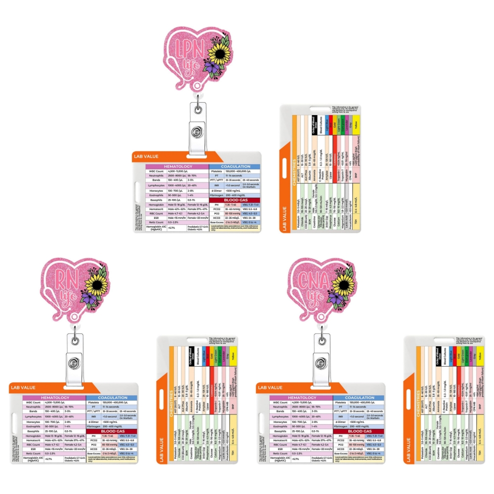 Glitter Acrylic Nurse Badge Re - Medical Lab Values recension och pris
